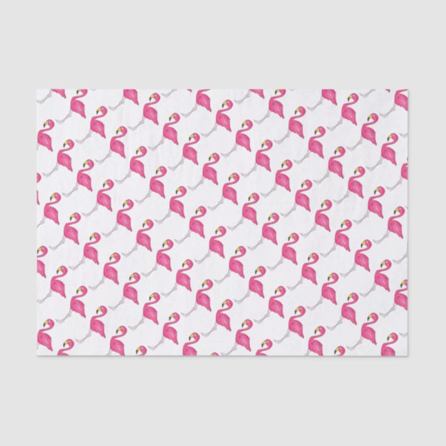 Papel De Seda Impresión de aves de Isla Tropical Flamingo Rosado (Anverso)