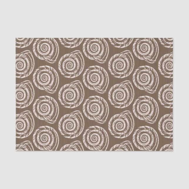 Papel De Seda Impresión de bloque espiral del Seashell, moreno (Anverso)