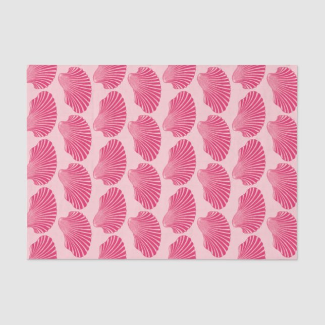 Papel De Seda Impresión de bloques de conchas de vieira, fucsia  (Anverso)