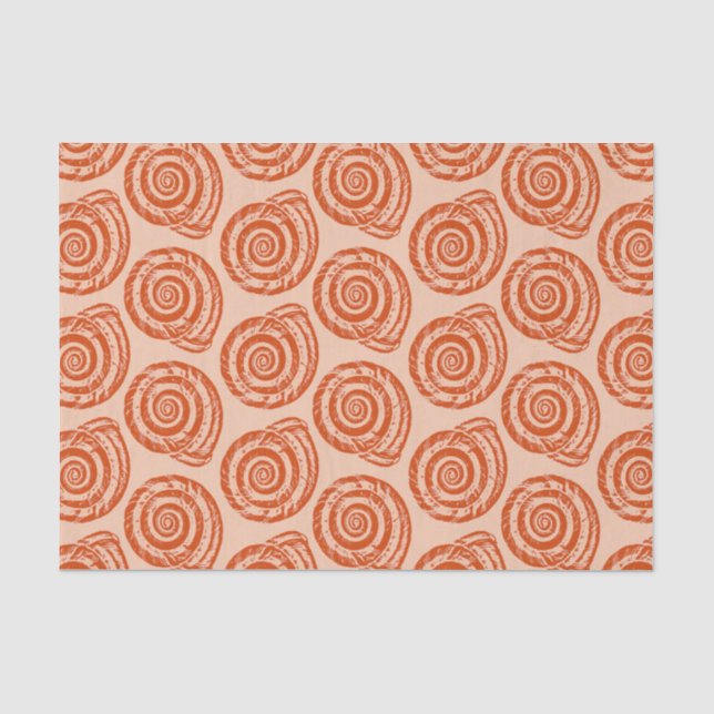 Papel De Seda Impresión de bloques de conchas marinas espirales, (Anverso)