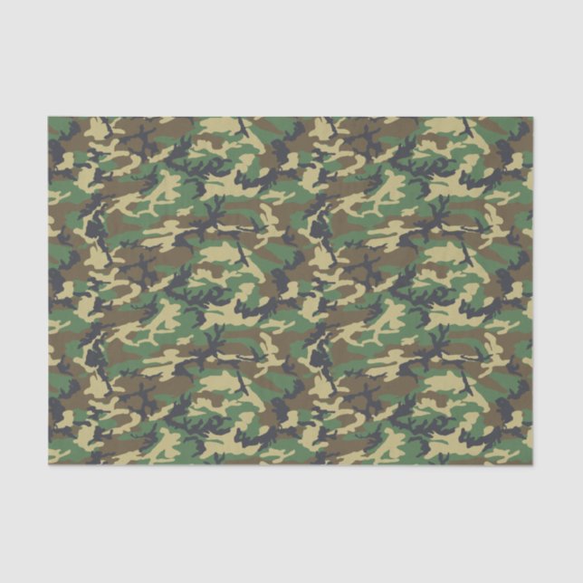 Papel De Seda Impresión de camo militar de Woodland (Anverso)