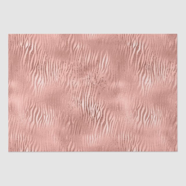 Papel De Seda Impresión de cebra dorada de Rosa (Anverso)