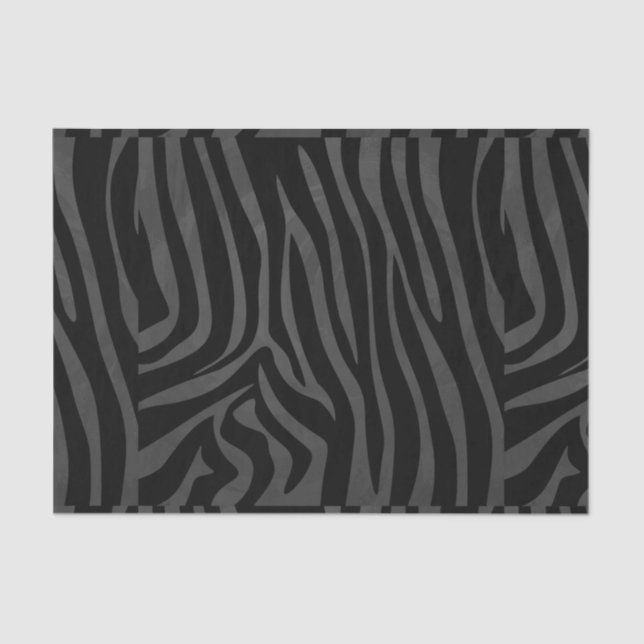 Papel De Seda Impresión de cebra negra y gris (Anverso)