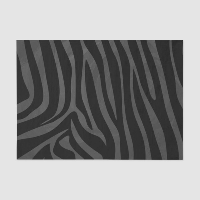 Papel De Seda Impresión de cebra negra y gris (Anverso)