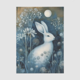 Papel De Seda Impresión de cianotipo de conejo blanco hermoso