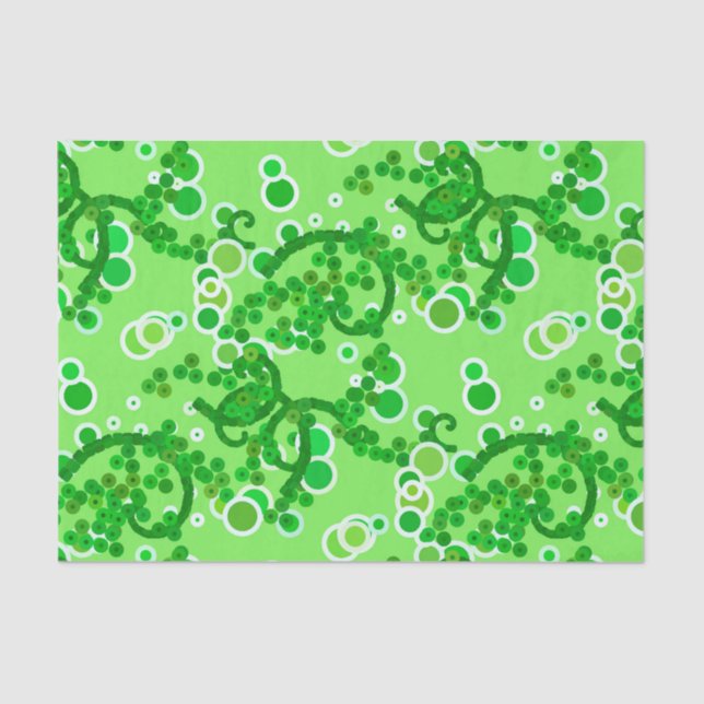 Papel De Seda Impresión de confeti abstracta moderna, verde anim (Anverso)