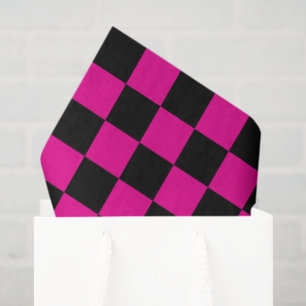 Papel De Seda Impresión de cuadros rosa caliente y negro