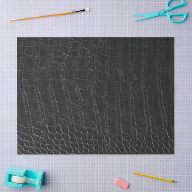 Papel De Seda Impresión de cuero de cocodrilo de caimán negro fa (Artesanía)