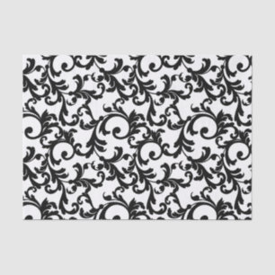 Papel De Seda Impresión de Damask elegante y negra