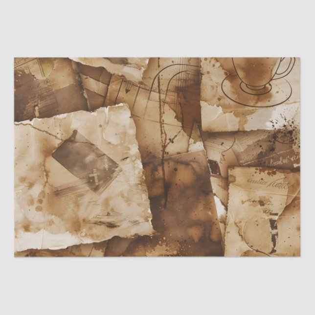 Papel De Seda Impresión de desconchón teñido de café de época (Anverso)