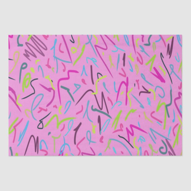 Papel De Seda Impresión de época de los años 80 en rosa (Anverso)