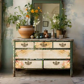 Papel De Seda Impresión de escritura floral vintage