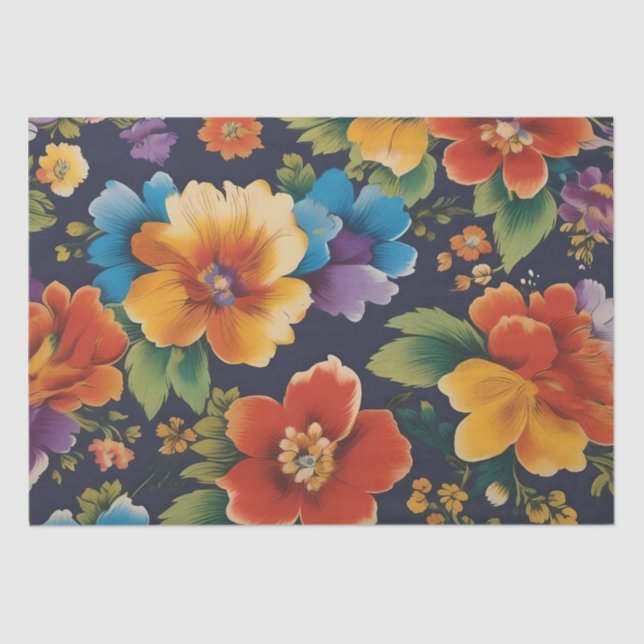 Papel De Seda Impresión de Flor Italiana Decoupage /  (Anverso)
