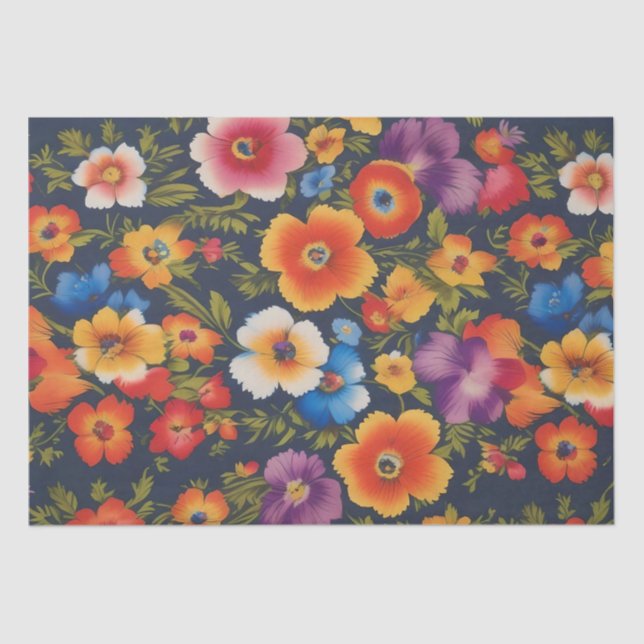 Papel De Seda Impresión de Flor Italiana Decoupage /  (Anverso)