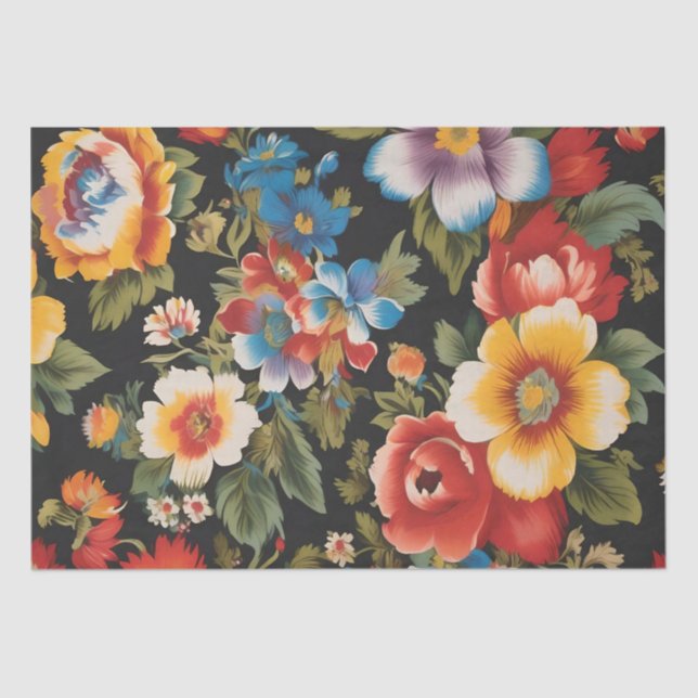 Papel De Seda Impresión de Flor Italiana Decoupage /  (Anverso)