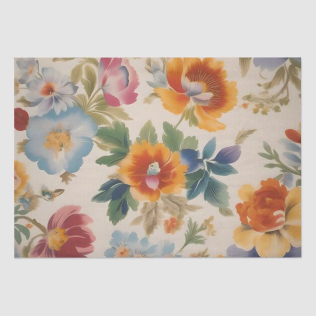 Papel De Seda Impresión de Flor Italiana Decoupage /  (Anverso)