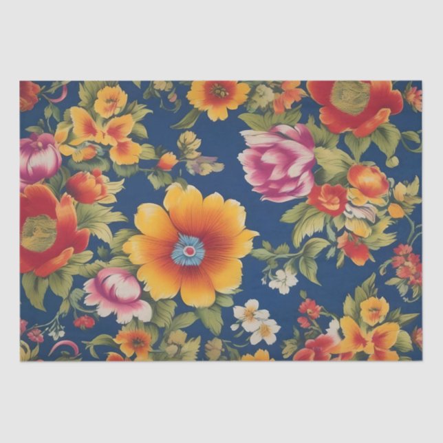 Papel De Seda Impresión de Flor Italiana Decoupage /  (Anverso)