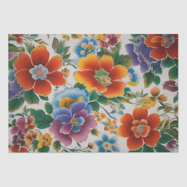Papel De Seda Impresión de Flor Italiana Decoupage /  (Anverso)