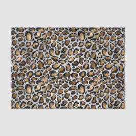 Papel De Seda Impresión de gran leopardo metálico Glam