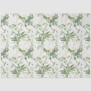 Papel De Seda Impresión de jardín de peonía verde y blanco salvi