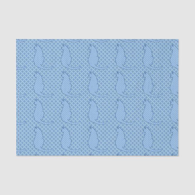 Papel De Seda Impresión de kimono azul para gato japonés (Anverso)