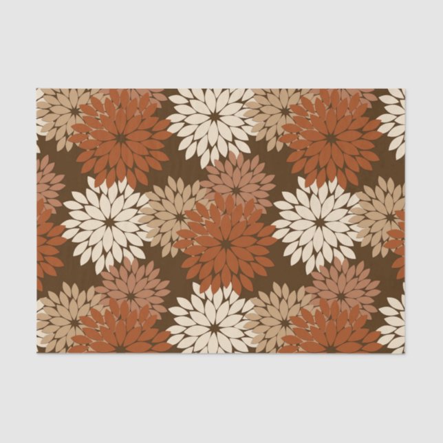 Papel De Seda Impresión de kimono floral moderna, marrón oscuro  (Anverso)