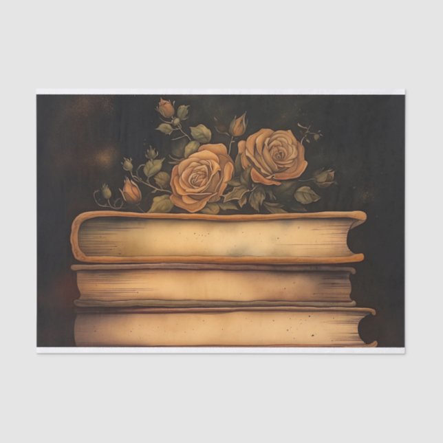 Papel De Seda Impresión de la descomposición de libros florales  (Anverso)