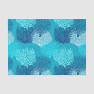 Papel De Seda Impresión de la fan, turquesa, aguamarina y azul