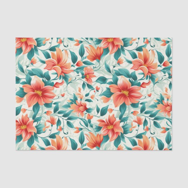 Papel De Seda Impresión de la vegetación floral del paraíso trop (Anverso)