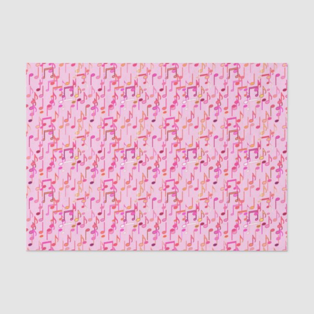 Papel De Seda Impresión de las notas musicales - rosa, multi (Anverso)