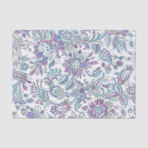 Papel De Seda Impresión de lavanda y paisley azul claro