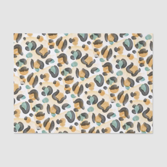 Papel De Seda Impresión de leopardo animal acuarela (Anverso)