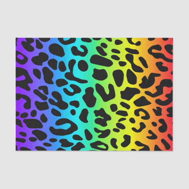 Papel De Seda Impresión de leopardo arco iris (Anverso)