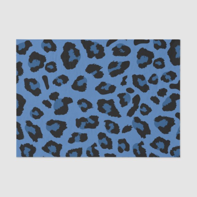 Papel De Seda Impresión de leopardo azul (Anverso)