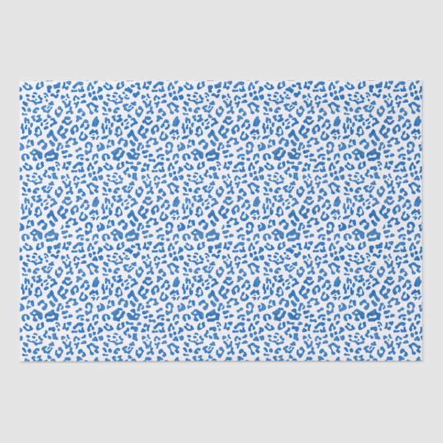 Papel De Seda Impresión de leopardo azul clásico (Anverso)