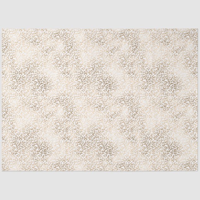 Papel De Seda Impresión de Leopardo Blanco de Bronce dorado (Anverso)