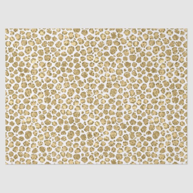 Papel De Seda Impresión de leopardo blanco del Purpurina blanco  (Anverso)