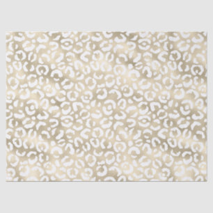 Papel De Seda Impresión de leopardo blanco dorado