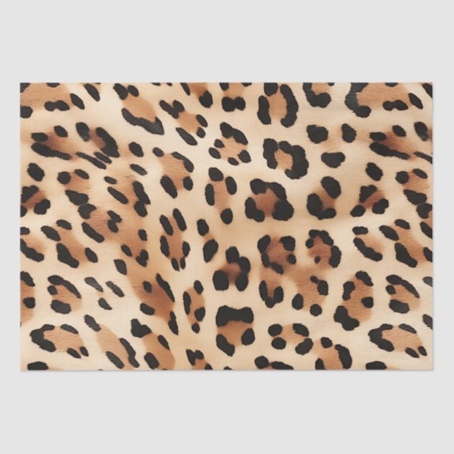 Papel De Seda Impresión de Leopardo Blanco moda Marrón (Anverso)