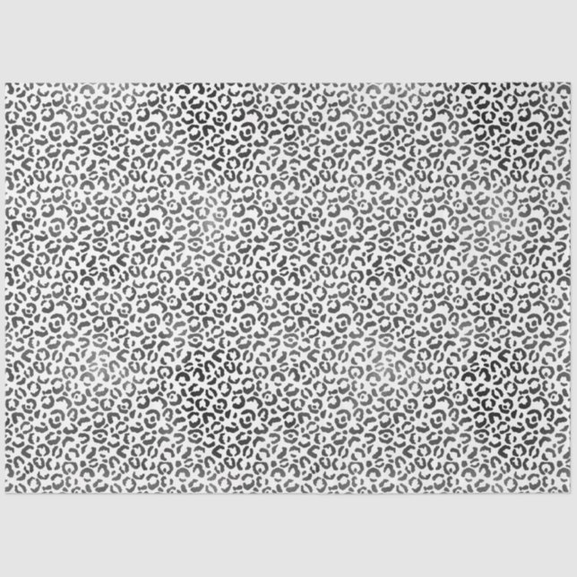 Papel De Seda Impresión de Leopardo Blanco Negro (Anverso)