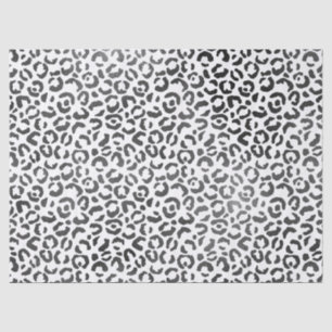 Papel De Seda Impresión de leopardo blanco y negro            