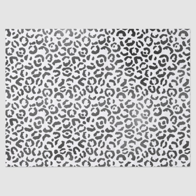 Papel De Seda Impresión de leopardo blanco y negro             (Anverso)