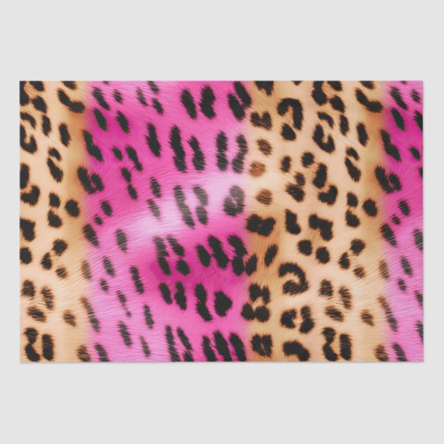 Papel De Seda Impresión de leopardo de crema rosado Girly (Anverso)