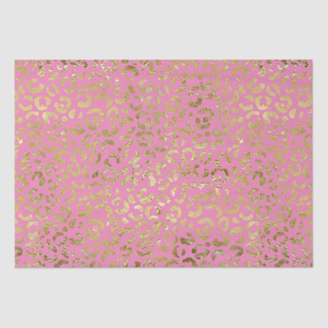 Papel De Seda Impresión de leopardo de oro rosa (Anverso)