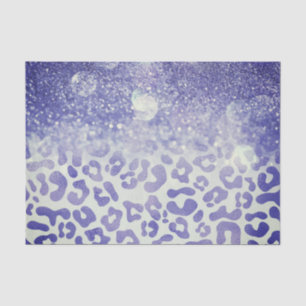 Papel De Seda Impresión de leopardo de Purpurina azul