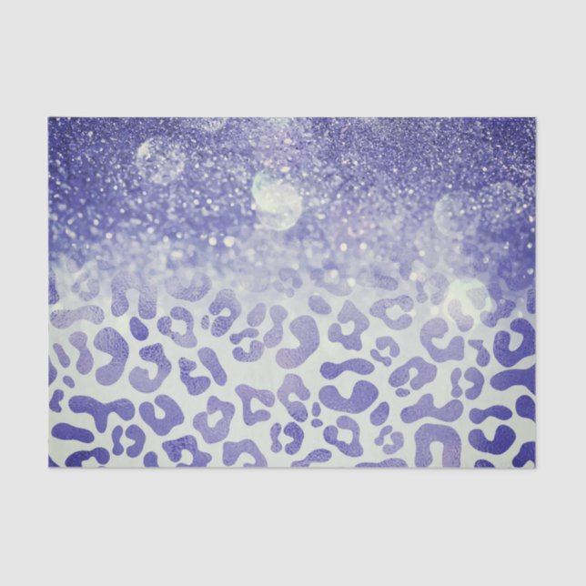 Papel De Seda Impresión de leopardo de Purpurina azul (Anverso)