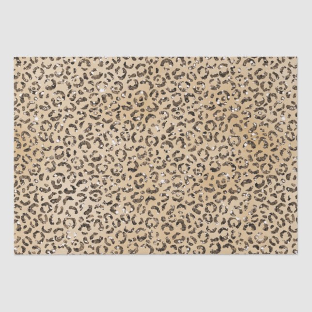 Papel De Seda Impresión de leopardo de Purpurina de crema marrón (Anverso)