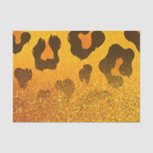 Papel De Seda Impresión de Leopardo de Purpurina dorado