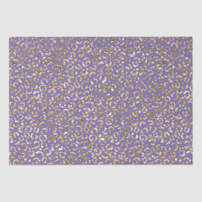 Papel De Seda Impresión de leopardo de Purpurina Purple Gold (Anverso)