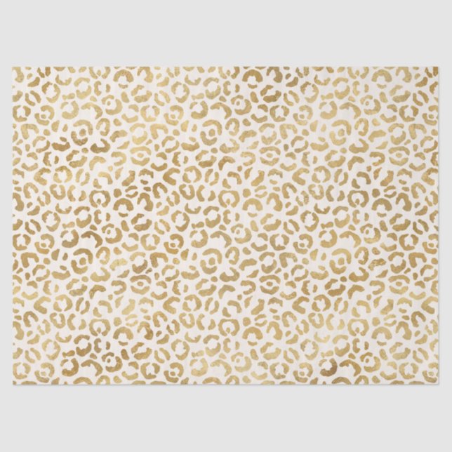 Papel De Seda  Impresión de leopardo dorado crema      (Anverso)